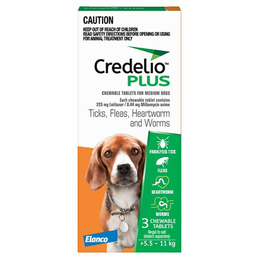 Credelio Plus Dog Medium 5.5-11Kg (Orange) 3 Pack