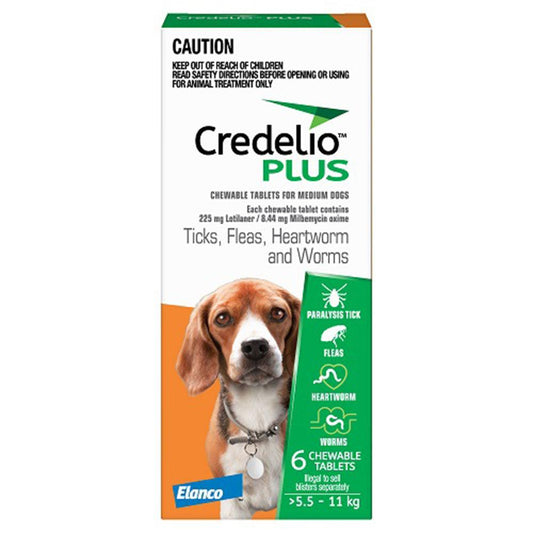 Credelio Plus Dog Medium 5.5-11Kg (Orange) 6 Pack