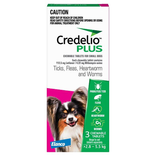 Credelio Plus Dog Small 2.8-5.5Kg (Pink) 3 Pack