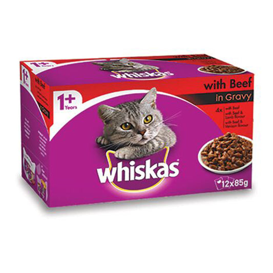 Whiskas Wet Favourites With Beef Mvms 85G 1X12Pk (384458)