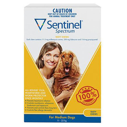 Sentinel Medium Dog 11 - 22Kg Yellow 6 Chews