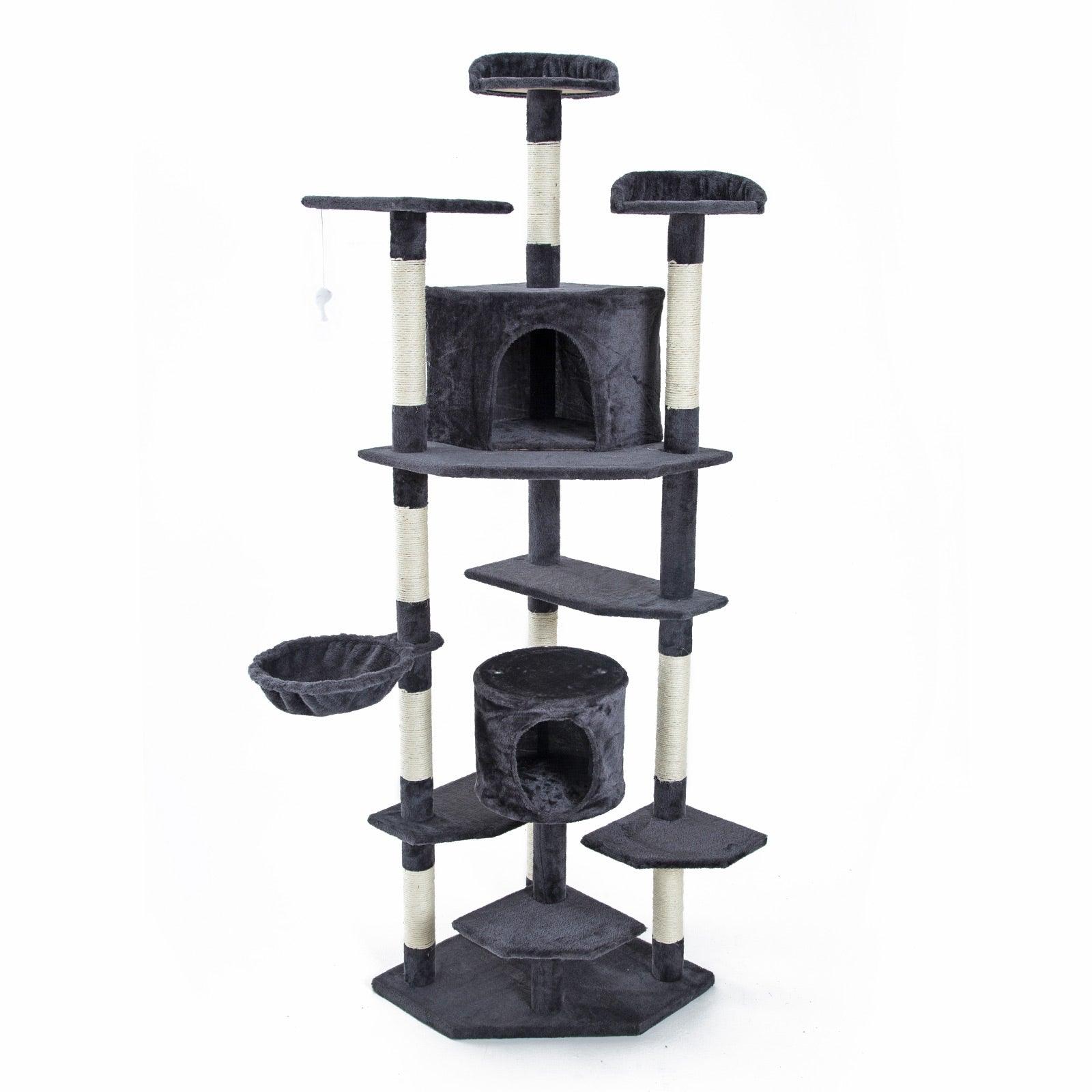 Paw Mate 201cm Grey Cat Tree Parala Multi Level Scratcher - Pet Parlour Australia
