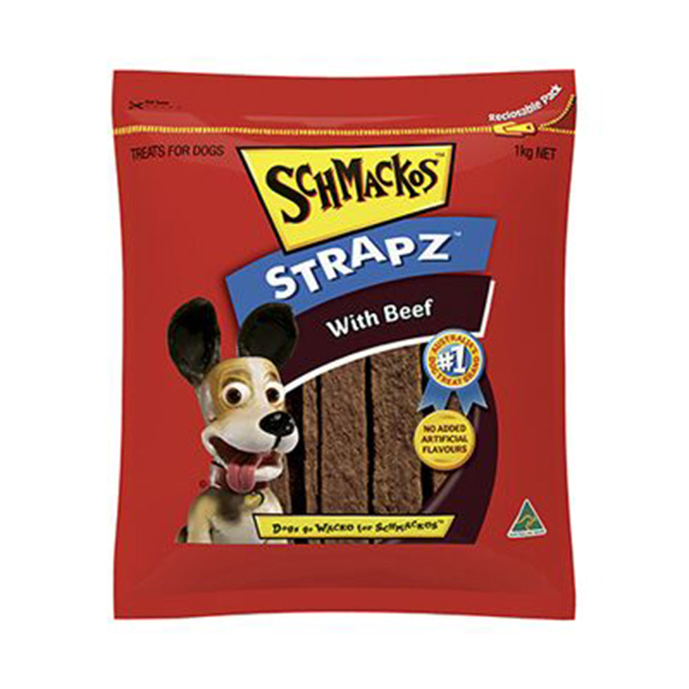 Schmackos Snacks Strapz Beef 1Kg 3Pk (181631) (Om3)