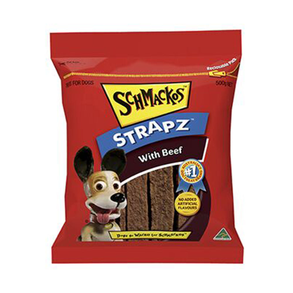 Schmackos Snacks Strapz Beef 500G 4Pk(299609) (Om4)