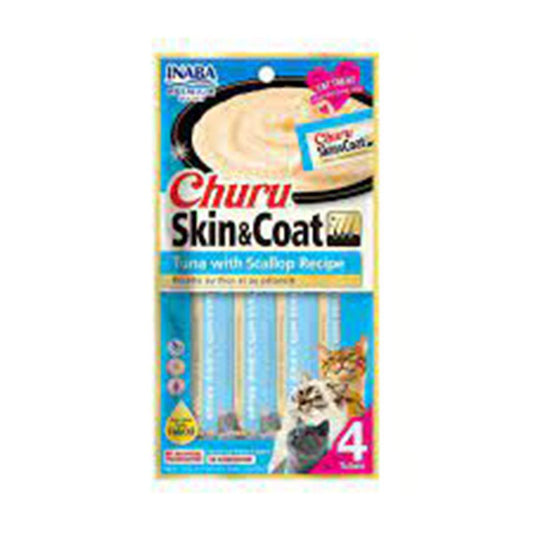 Inaba Cat Churu Puree Skin & Coat Tuna Scallop 56G 6Pk(Om6)