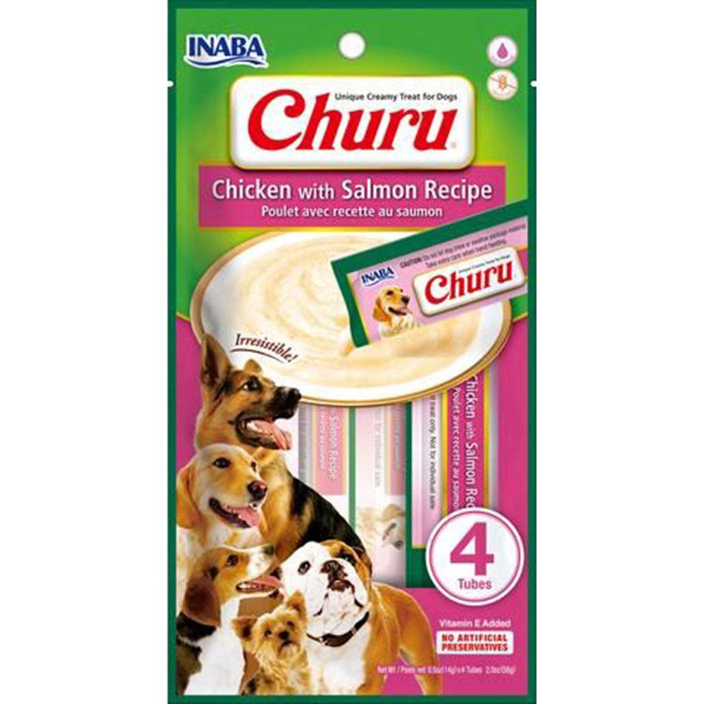 Inaba Dog Churu Puree 4P Chicken With Salmon 6X2Oz