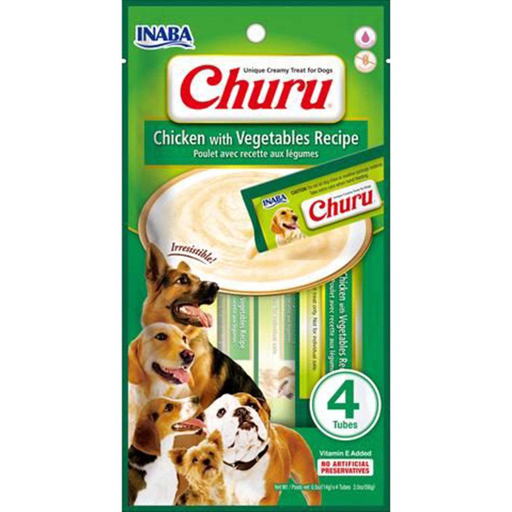 Inaba Dog Churu Puree 4P Chicken With Vegetables 6X2Oz