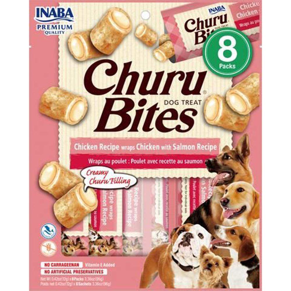 Inaba Dog Churu Bites Chicken Wraps With Salmon 6 packs of 8 tubes