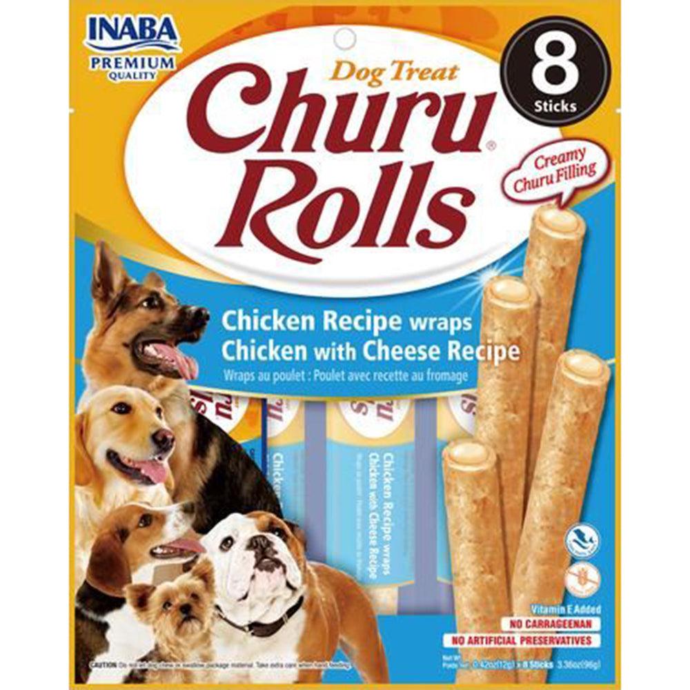 Inaba Dog Churu Rolls Chicken Wraps With Cheese 6X3.36Oz