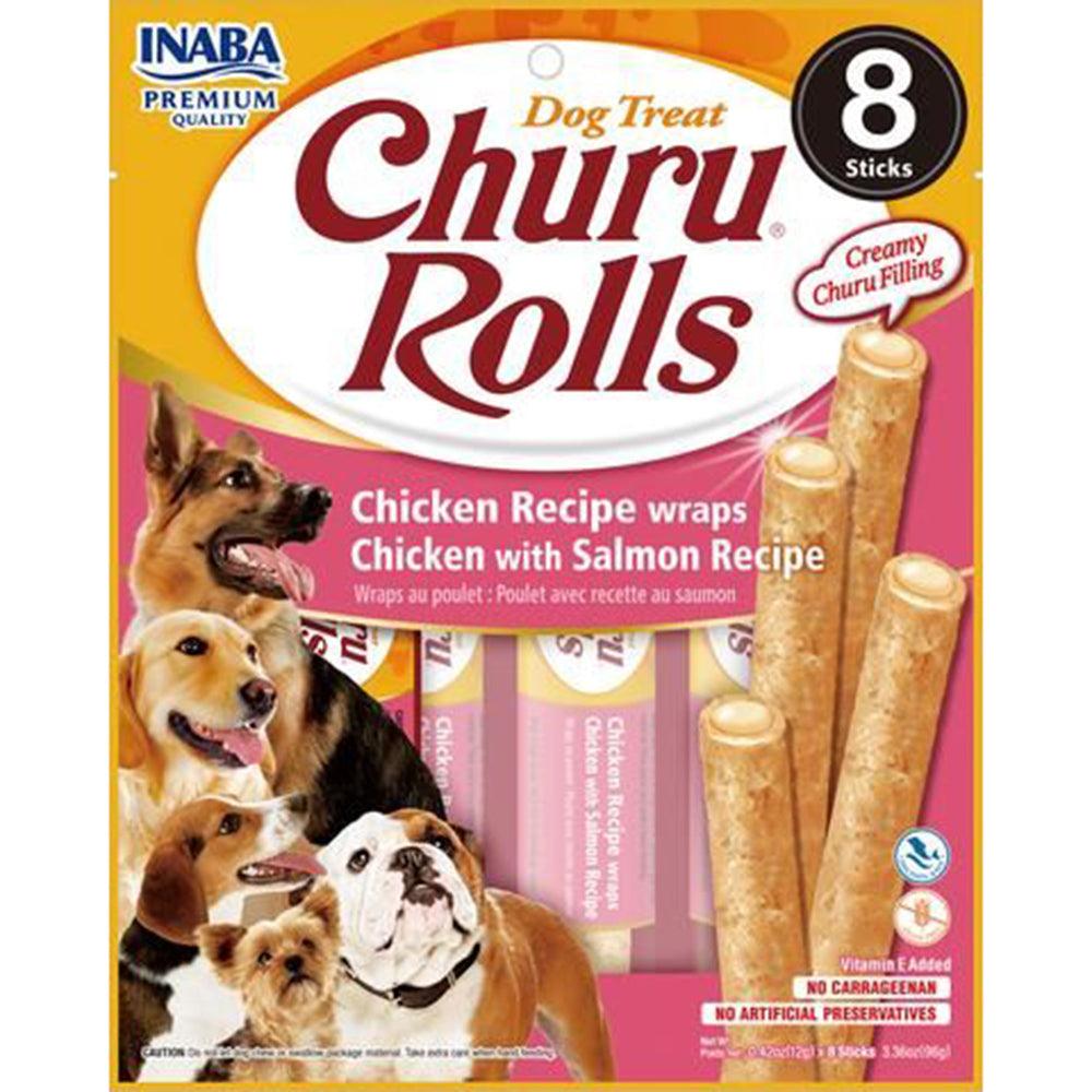 Inaba Dog Churu Rolls Chicken Wraps With Salmon 6X3.36Oz