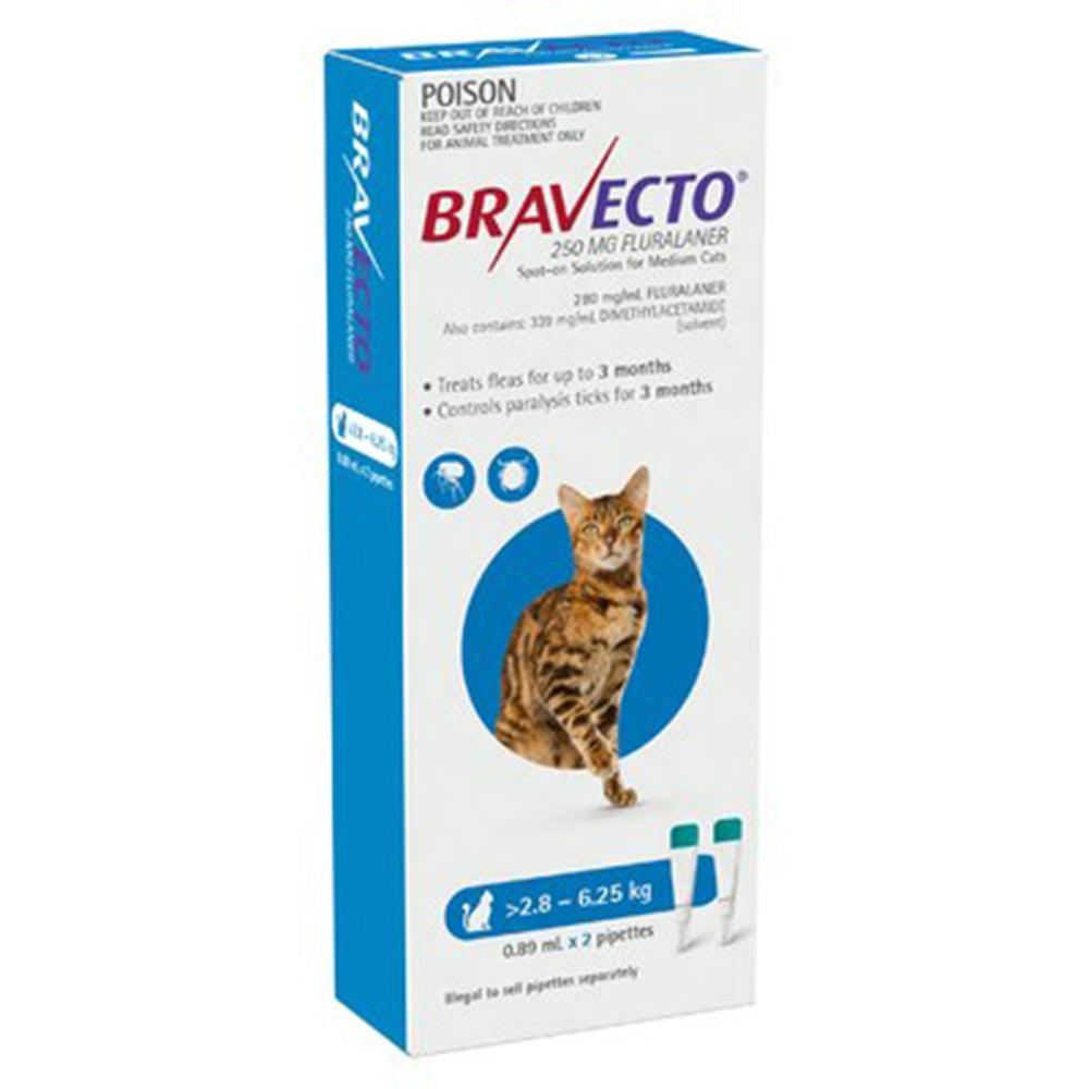 Bravecto Cat Spot On 250Mg Blue >2.8-6.25Kg