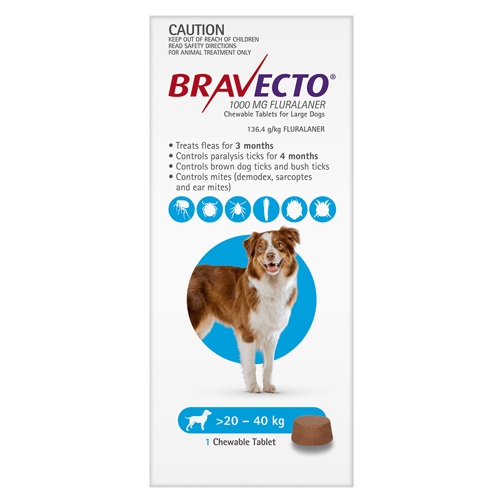 Bravecto Large Dog Blue 1000Mg >20-40Kg