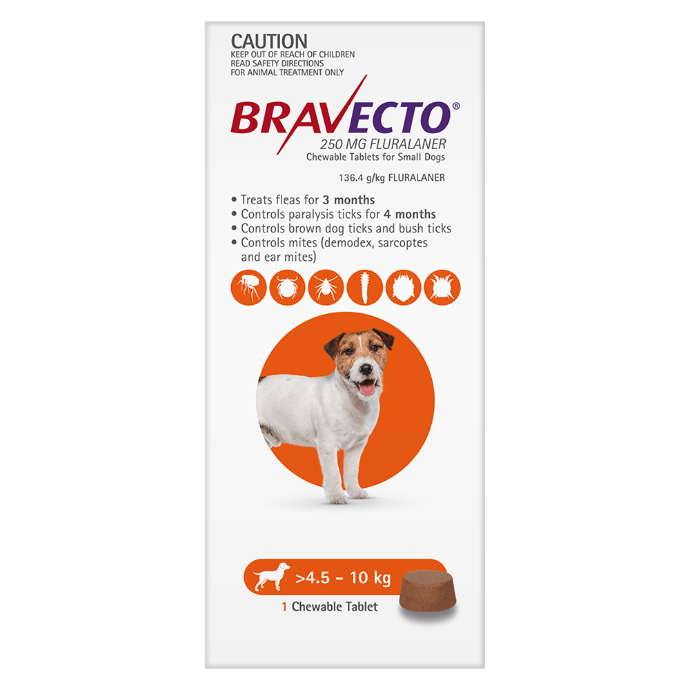 Bravecto Small Dog Orange 250Mg  >4.5-10Kg