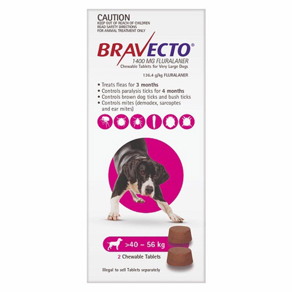 Bravecto Very Large Dog Purple 1400Mg  >40-56Kg (2 Pk)