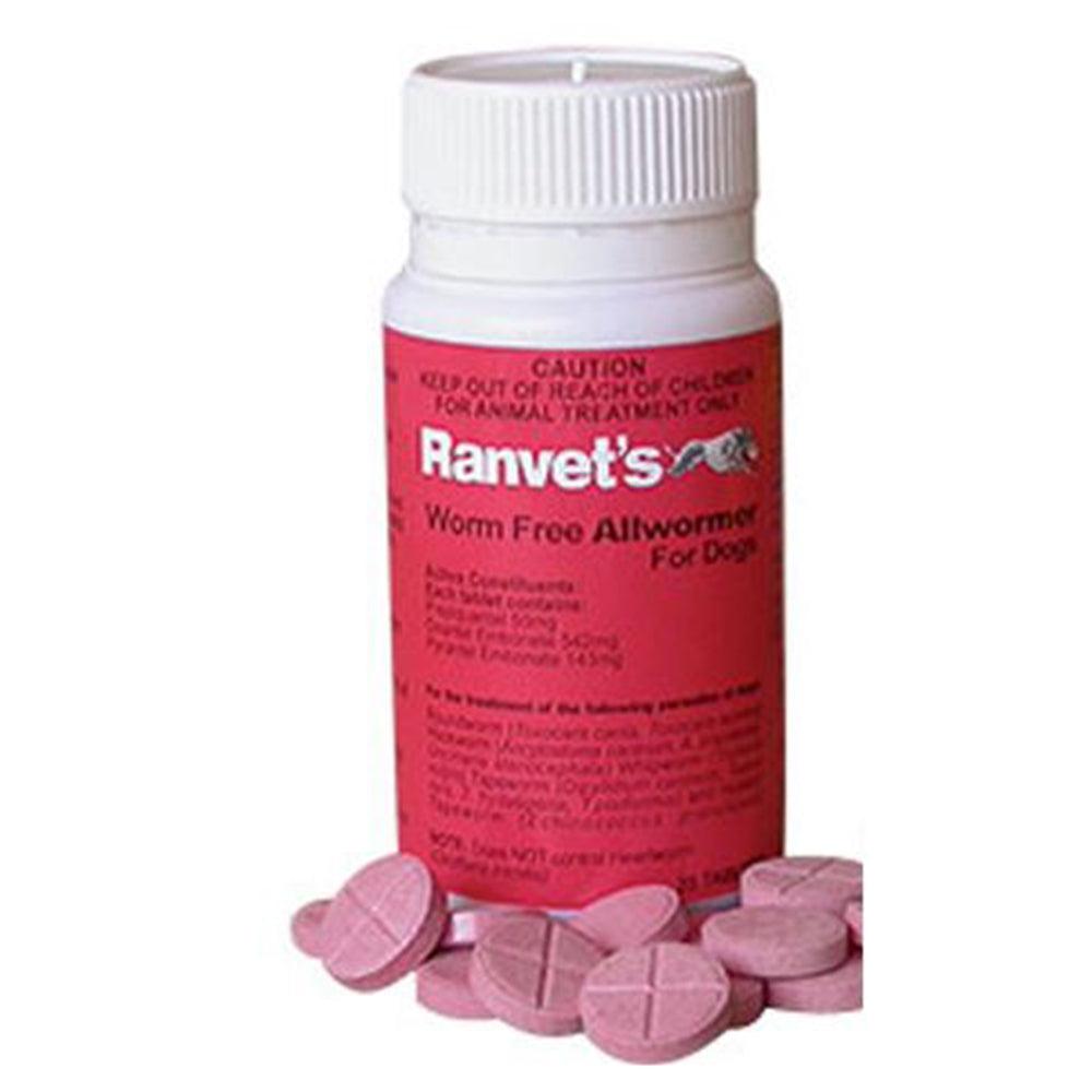 Ranvet Worm Free Allwormer (Red Lable) 10Kg Dog 25 Tabs