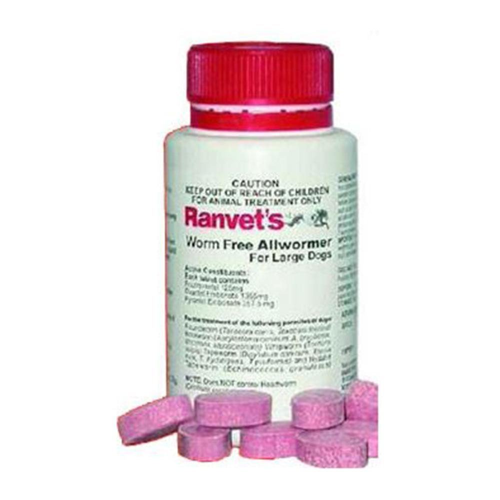 Ranvet Worm Free Allwormer (White Label)25Kg L Dog 25Tabs