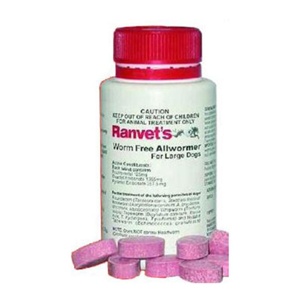 Ranvet Worm Free Allwormer (White Label)25Kg L Dog 50Tabs