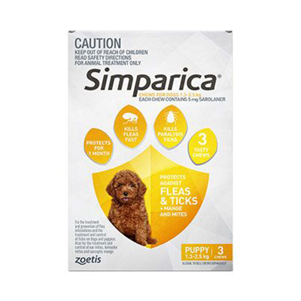 Simparica Puppy 1.3-2.5Kg 3S Yellow