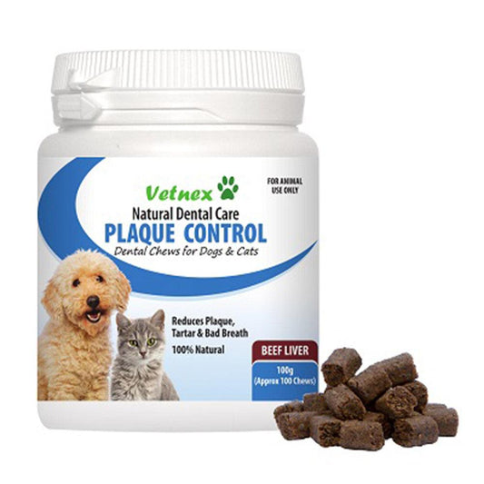 Vetnex Plaque Control Chews Beef Liver For Dog & Cat 100G