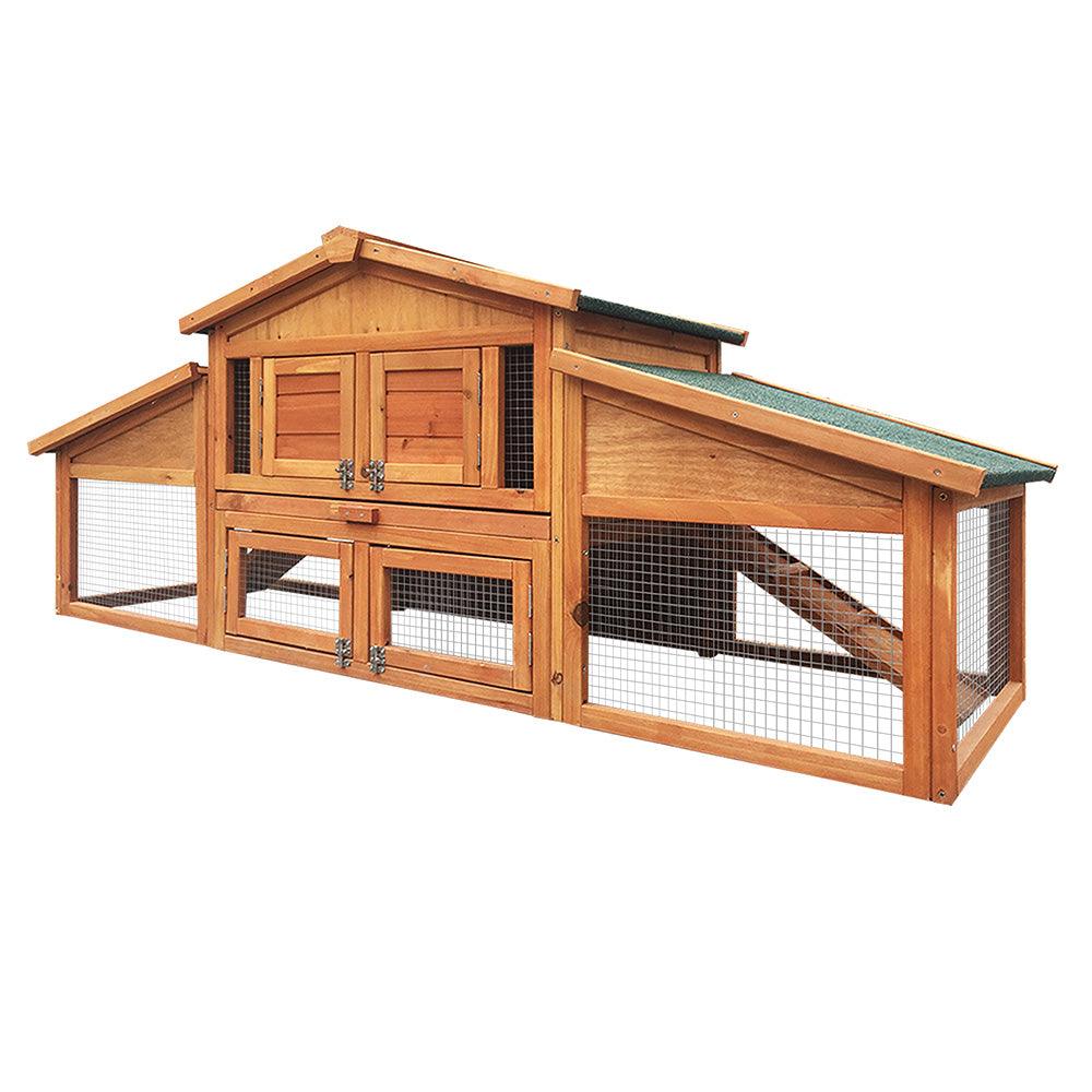 i.Pet Rabbit Hutch Chicken Coop Wooden Pet Hutch 169cm x 52cm x 72cm - Pet Parlour Australia