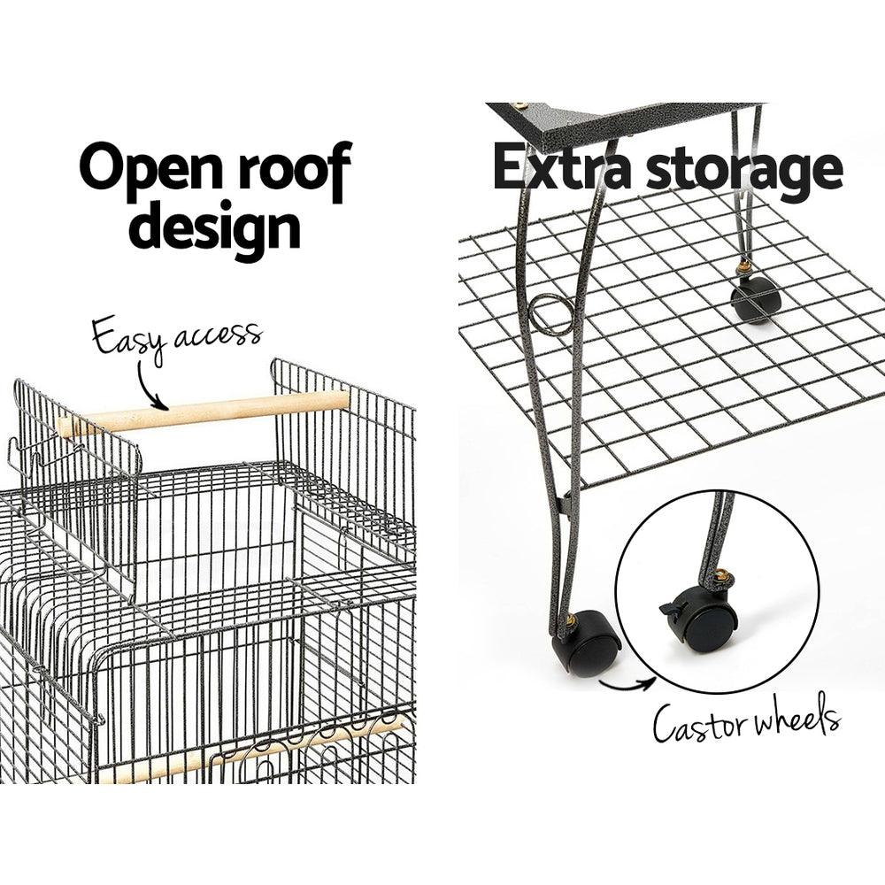 i.Pet Large Bird Cage with Perch - Black - Pet Parlour Australia