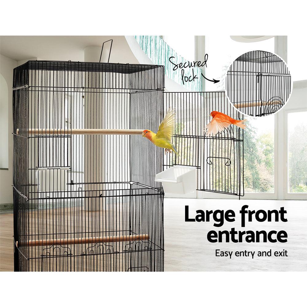 i.Pet Medium Bird Cage with Perch - Black - Pet Parlour Australia