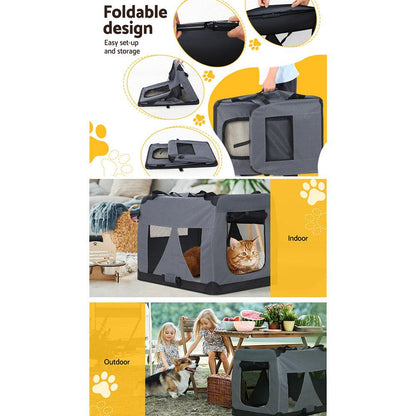i.Pet Pet Carrier Soft Crate Dog Cat Travel Portable Cage Kennel Foldable Car XL - Pet Parlour Australia