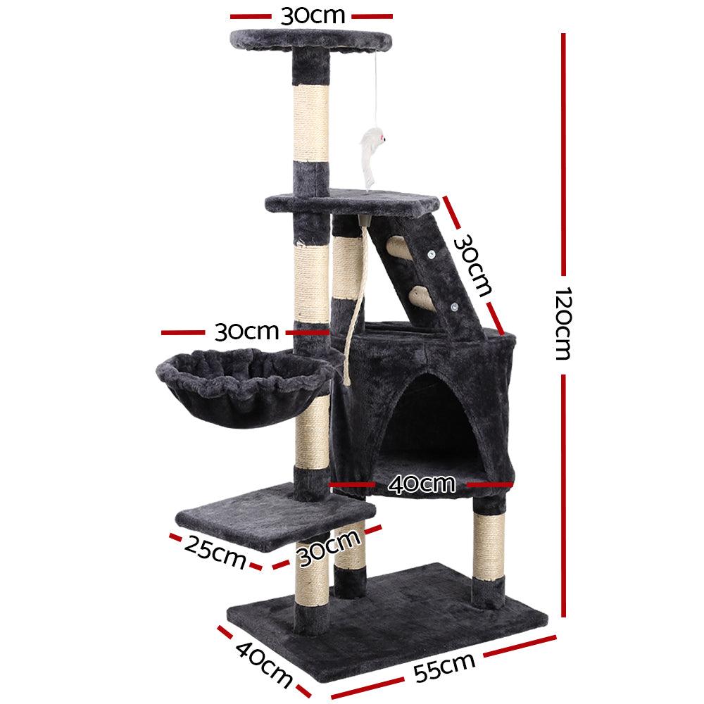 i.Pet Cat Tree 120cm Trees Scratching Post Scratcher Tower Condo House Furniture Wood Multi Level - Pet Parlour Australia