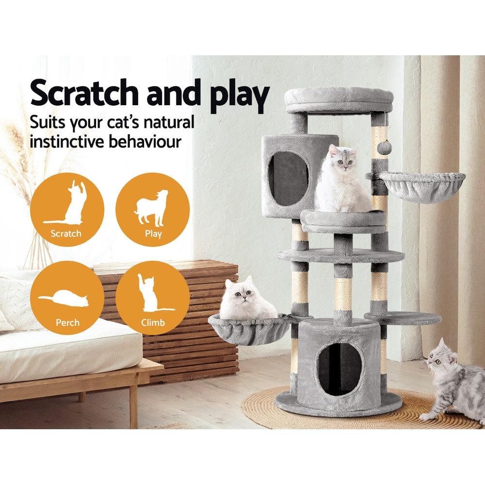 i.Pet Cat Tree Tower Scratching Post Scratcher Wood Condo House Toys Bed 123cm - Pet Parlour Australia