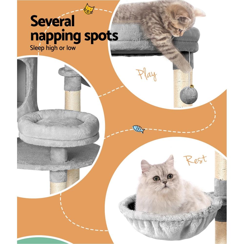 i.Pet Cat Tree Tower Scratching Post Scratcher Wood Condo House Toys Bed 123cm - Pet Parlour Australia