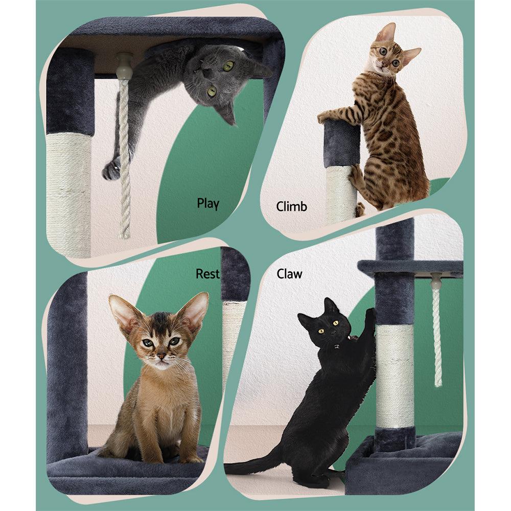 i.Pet Cat Tree Scratching Post Scratcher Tower Condo House Grey 102cm - Pet Parlour Australia