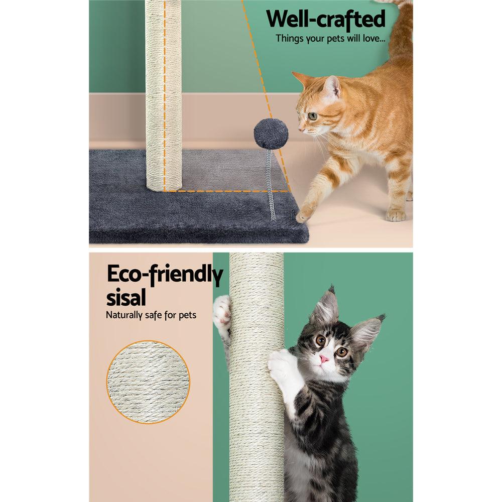 i.Pet Cat Tree Scratching Post Scratcher Tower Condo House Hanging toys Grey 105cm - Pet Parlour Australia