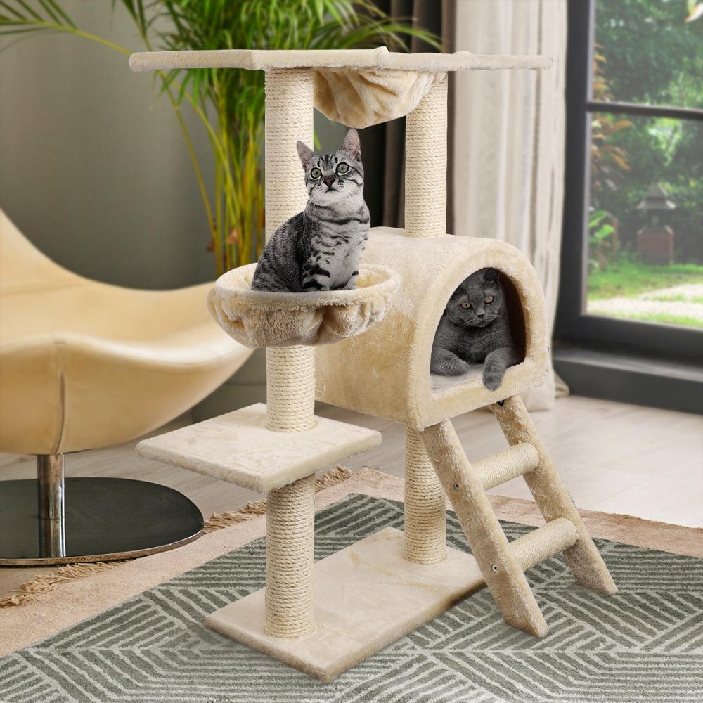 i.Pet Cat Tree Trees Scratching Post Scratcher Condo Tower House Bed Beige 100cm - Pet Parlour Australia