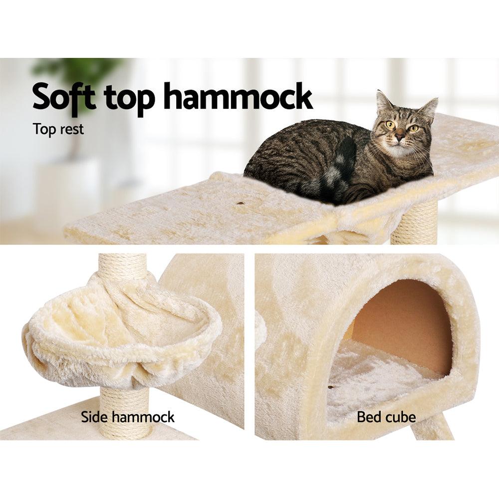 i.Pet Cat Tree Trees Scratching Post Scratcher Condo Tower House Bed Beige 100cm - Pet Parlour Australia