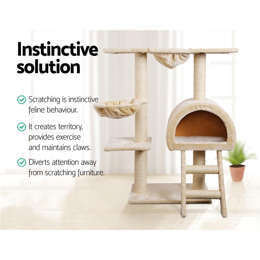 i.Pet Cat Tree Trees Scratching Post Scratcher Condo Tower House Bed Beige 100cm - Pet Parlour Australia