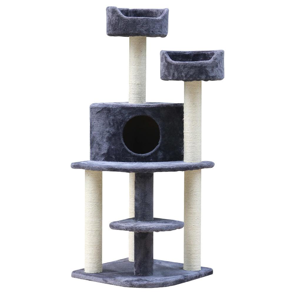 i.Pet Cat Tree Trees Scratching Post Scratcher Tower Condo House Grey 126cm - Pet Parlour Australia