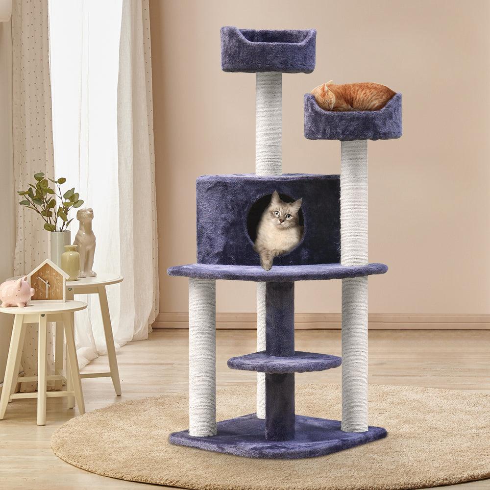 i.Pet Cat Tree Trees Scratching Post Scratcher Tower Condo House Grey 126cm - Pet Parlour Australia