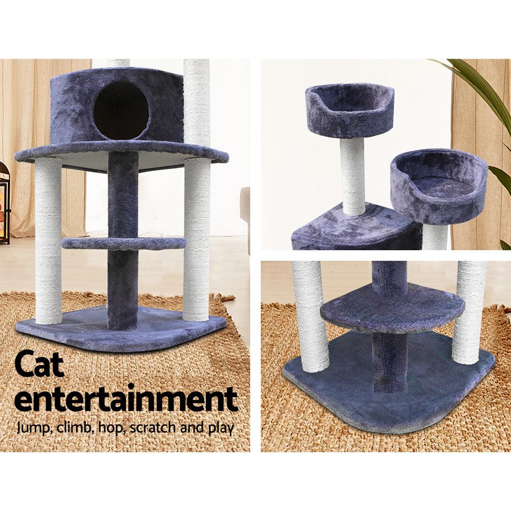 i.Pet Cat Tree Trees Scratching Post Scratcher Tower Condo House Grey 126cm - Pet Parlour Australia