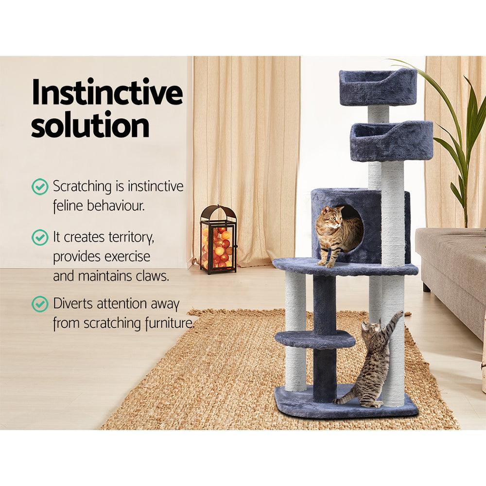 i.Pet Cat Tree Trees Scratching Post Scratcher Tower Condo House Grey 126cm - Pet Parlour Australia