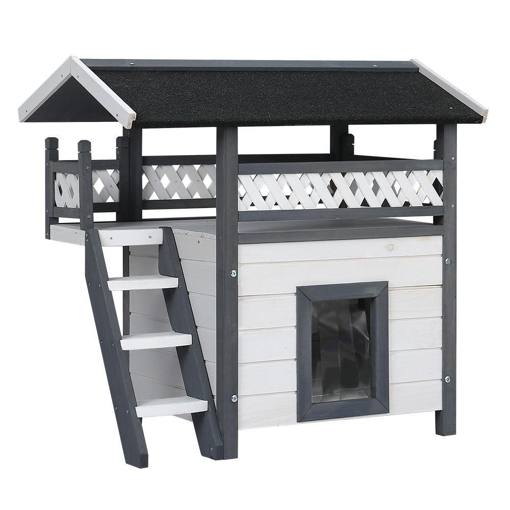 i.Pet Cat House Outdoor Shelter 77cm x 50cm x 73cm Rabbit Hutch Wooden Condo Small Dog Enclosure - Pet Parlour Australia