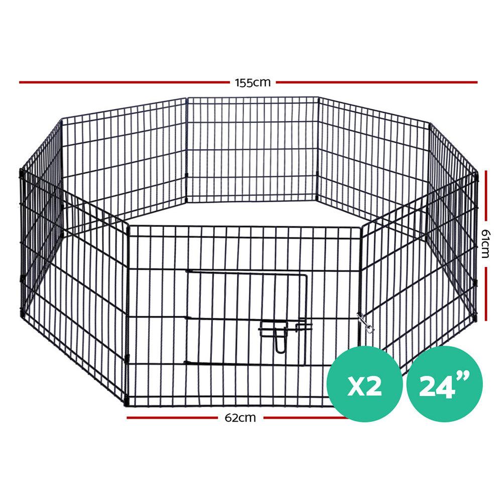 i.Pet Pet Dog Playpen 2X24" 8 Panel Puppy Exercise Cage Enclosure Fence - Pet Parlour Australia