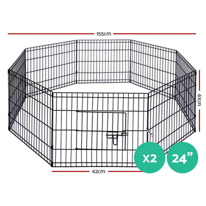 i.Pet Pet Dog Playpen 2X24" 8 Panel Puppy Exercise Cage Enclosure Fence - Pet Parlour Australia