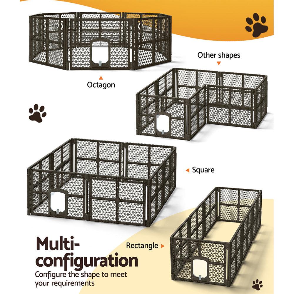 i.Pet Pet Dog Playpen Enclosure 8 Panel Fence Puppy Cage Plastic Play Pen Fold - Pet Parlour Australia