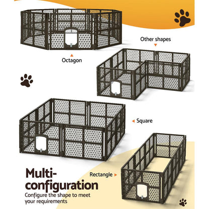 i.Pet Pet Dog Playpen Enclosure 8 Panel Fence Puppy Cage Plastic Play Pen Fold - Pet Parlour Australia