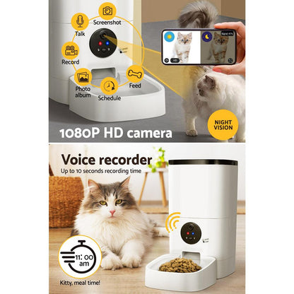 i.Pet Automatic Pet Feeder 6L Auto Camera Dog Cat Smart Video Wifi Food App Hd - Pet Parlour Australia