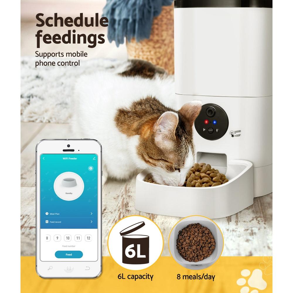 i.Pet Automatic Pet Feeder 6L Auto Camera Dog Cat Smart Video Wifi Food App Hd - Pet Parlour Australia