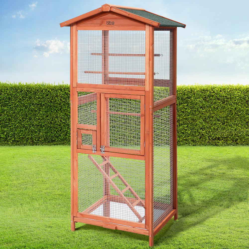 i.Pet Bird Cage Wooden Pet Cages Aviary Large Carrier Travel Canary Cockatoo Parrot XL - Pet Parlour Australia