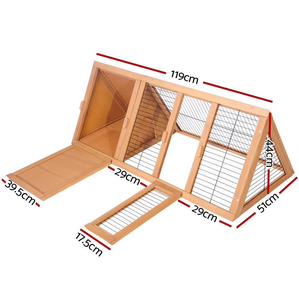 i.Pet Rabbit Hutch Wooden Chicken Coop Pet Hutch 119cm x 51cm x 44cm - Pet Parlour Australia