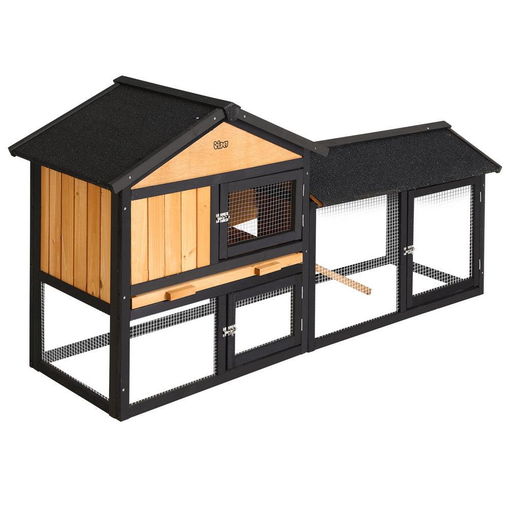 i.Pet Chicken Coop Rabbit Hutch Wooden Cage Pet Hutch 165cm x 52cm x 86cm - Pet Parlour Australia