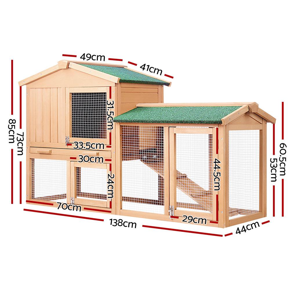 i.Pet Chicken Coop Rabbit Hutch 138cm Wide Wooden Pet Hutch - Pet Parlour Australia